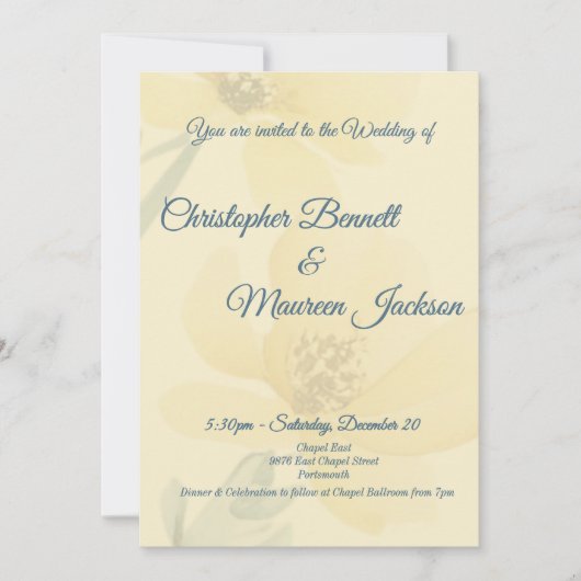 Invitation Beurre pâle Mariage d'aquarelle Florale Jaune (Devant)