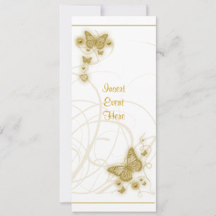 Invitation Beurre-papillon doré à fleurs blanc