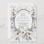 Invitation Beurre Pastel Fleur Papillon Lavande Jaune Bébé (Devant)