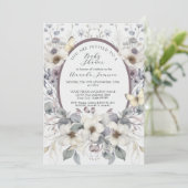 Invitation Beurre Pastel Fleur Papillon Lavande Jaune Bébé (Debout devant)