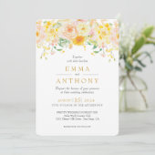 Invitation Beurre romantique Mariage d'aquarelle florale jaun (Debout devant)