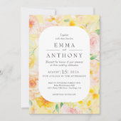 Invitation Beurre romantique Mariage d'aquarelle florale jaun (Devant)
