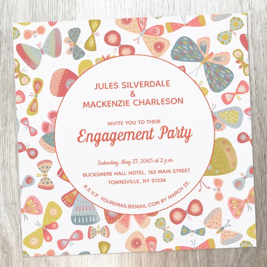Invitation Beurre rose Green Engagement Party