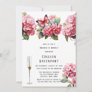 Invitation Beurre rose Hydrangea Floral Brunch & Bubbly