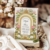 Invitation Beurre rose Vintage Art nouveau Mariage