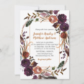 Invitation Beurre Rouille pourpre foncé Roses Mariage de cour (Devant)