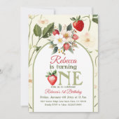 Invitation Beurre rustique Berry rouge jaune Premier annivers (Devant)