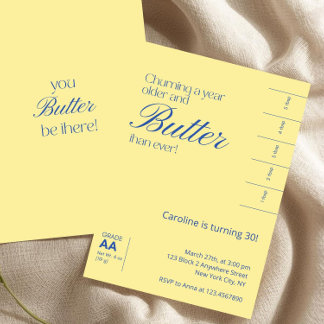 Invitation Beurre salé jaune minimaliste d'anniversaire