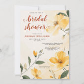 Invitation Beurre soleil Fête des mariées florale chic jaune (Devant)