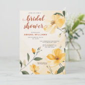 Invitation Beurre soleil Fête des mariées florale chic jaune (Debout devant)
