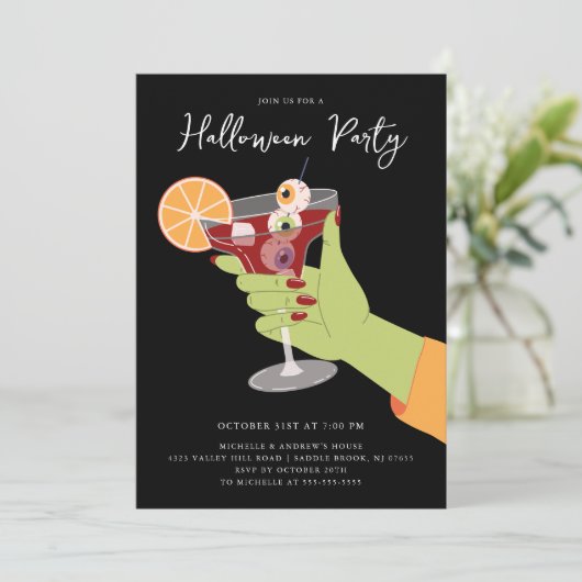 Invitation Bewitching Bash Halloween Cocktails (Debout devant)