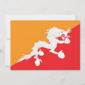 Invitation Bhoutan Drapeau design avec Dragon Blanc (Devant)