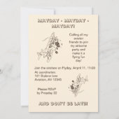 Invitation Bi-plans Art déco - contours de l'heure de fête + (Dos)