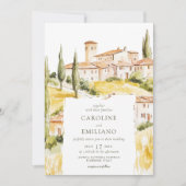 Invitation BIANCA Aquarelle Mariage paysager toscan (Devant)
