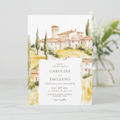 Invitation BIANCA Aquarelle Mariage paysager toscan (Debout devant)