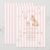 Invitation Biberon de bébé fille Little Bunny Daisy (Devant / Derrière)