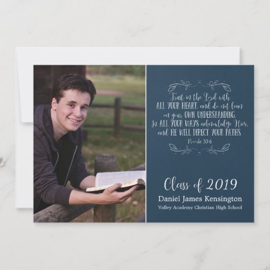 Invitation Bible chrétienne moderne Verse Graduation Photo (Devant)