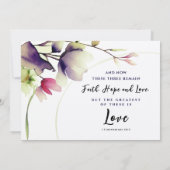 Invitation Bible Florale rose violet Verse Mariage chrétien (Dos)