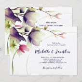 Invitation Bible Florale rose violet Verse Mariage chrétien (Devant / Derrière)