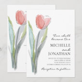 Invitation Bible moderne Tulip rose Verse Mariage chrétien (Devant / Derrière)