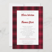 Invitation Bible Verse hiver Cosy Rouge Plaid Élégant Mariage (Dos)