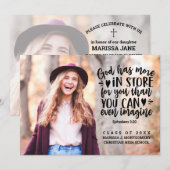 Invitation Bible Verse Photo Typographie Parti de graduation (Devant / Derrière)