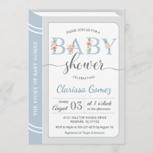 Invitation Bibliothèque de livres Construire Baby Boy Shoy Bl
