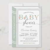 Invitation Bibliothèque de livres Sage Green Baby shower neut (Devant)