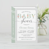 Invitation Bibliothèque de livres Sage Green Baby shower neut (Debout devant)