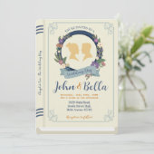 Invitation Bibliothèque du livre mariage thème couverture Cha (Debout devant)