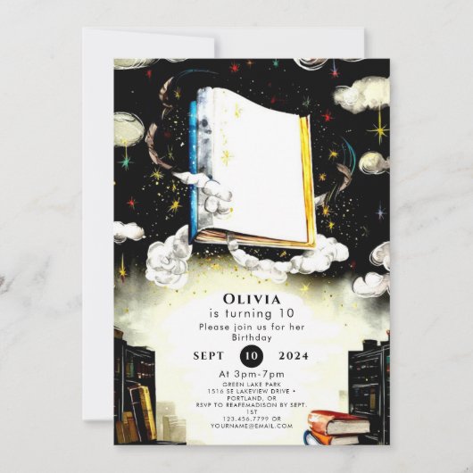 Invitation Bibliothèque Fairytale Livre d'histoire personnali (Devant)