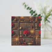 Invitation Bibliothèque Printable Dark Academia Poinsettia (Debout devant)