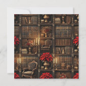 Invitation Bibliothèque Printable Dark Academia Poinsettia (Dos)