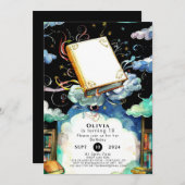 Invitation Bibliothèque simple enchantée livre d'histoire Ann (Devant / Derrière)