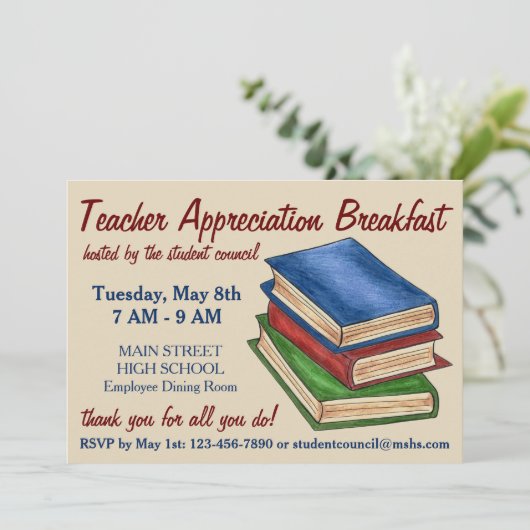 Invitation Bibliothèque Stack School Appréciation de l'enseig (Debout devant)