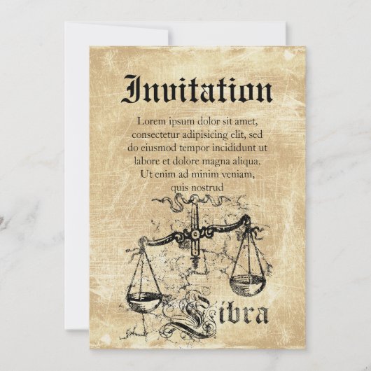 Invitation Bibliothèque vintage de zodiac (Devant)