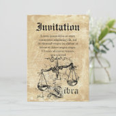 Invitation Bibliothèque vintage de zodiac (Debout devant)