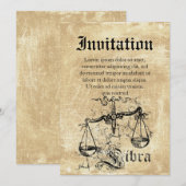 Invitation Bibliothèque vintage de zodiac (Devant / Derrière)