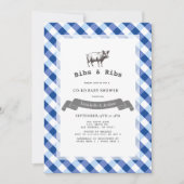 Invitation Bibs & Ribs Rustique Baby Shower Co-Ed Gingham Mar (Devant)