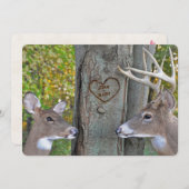 Invitation biche et buck près d'un arbre avec un cœur sculpté (Devant / Derrière)