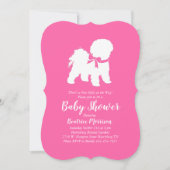 Invitation Bichon Frise Chien Baby Shower Fille Rose (Devant)