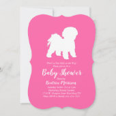 Invitation Bichon Frise Chien Baby shower fille rose (Devant)