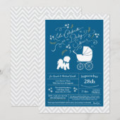 Invitation Bichon Frise Chien Baby shower Garçon Bleu (Devant / Derrière)