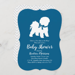 Invitation Bichon Frise Chien Baby shower Garçon Bleu