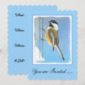 Invitation Bickadee sur la peinture d'alimentation - Oiseaux (Devant / Derrière)