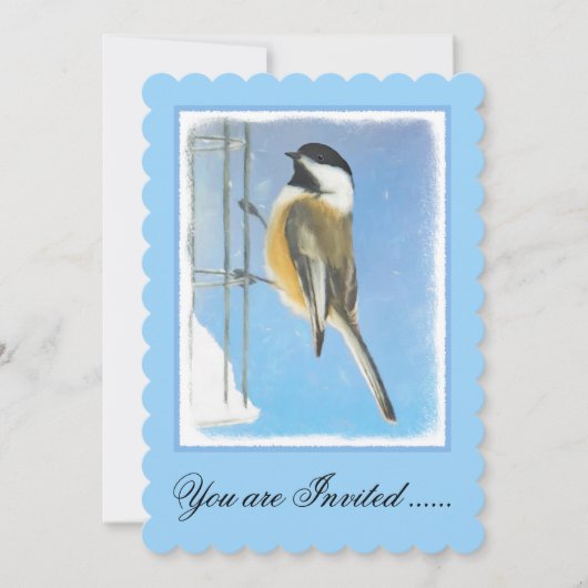 Invitation Bickadee sur la peinture d'alimentation - Oiseaux (Devant)