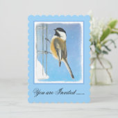 Invitation Bickadee sur la peinture d'alimentation - Oiseaux (Debout devant)