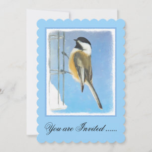 Invitation Bickadee sur la peinture d'alimentation - Oiseaux 