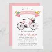 Invitation Bicycle Classy Chic Rose Fête des mariées (Devant / Derrière)