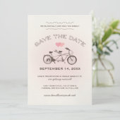 Invitation Bicycle en tandem rose adorable (Debout devant)